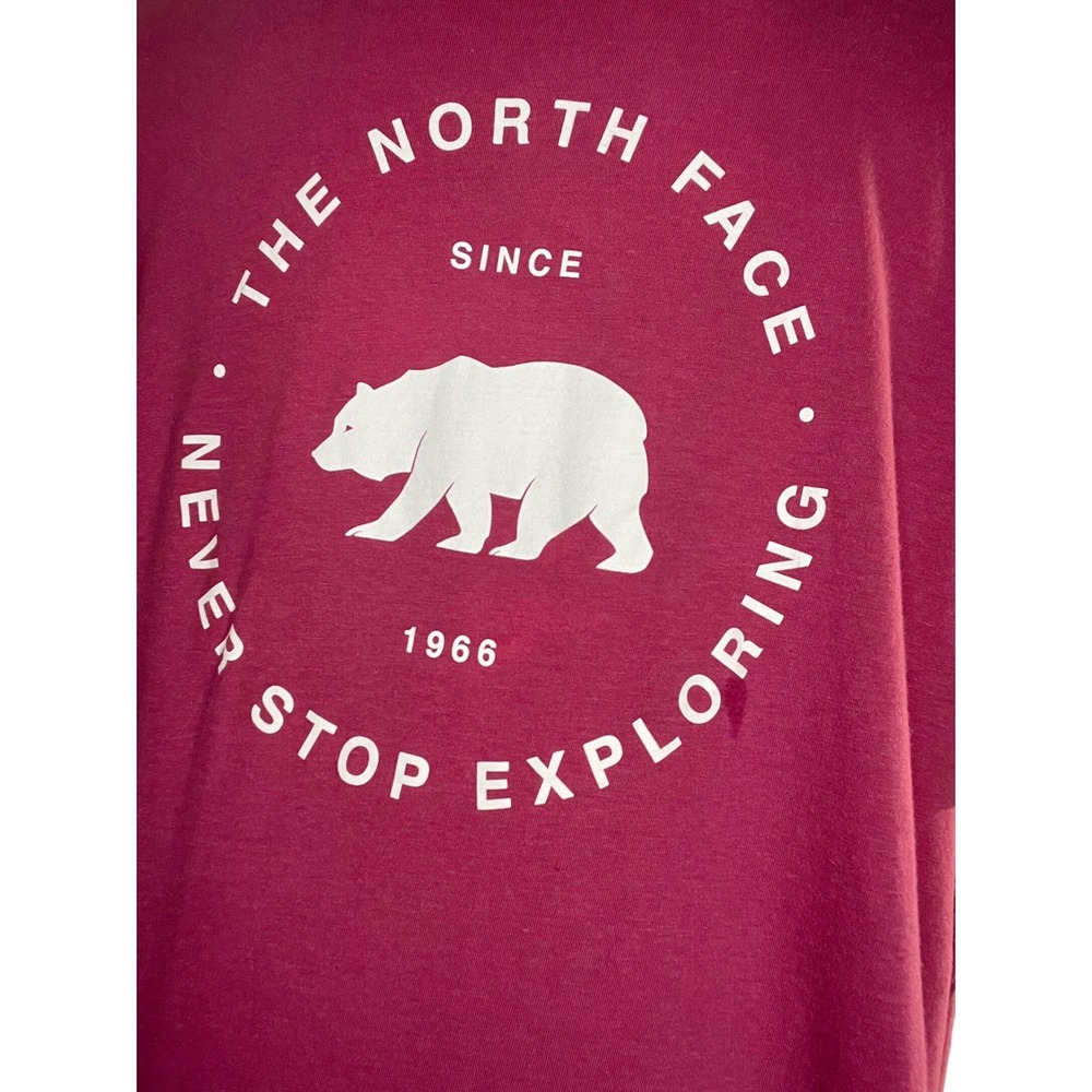 The North Face Mens Bear Graphic T-Shirt Pink Short Sleeve Crew Neck Size M